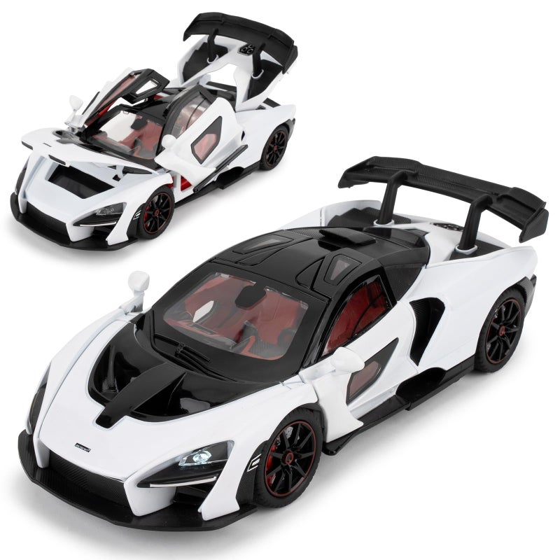 LOVEPOSELY 124 Scale Car Model Compatible for Collectible McLaren Senna Super Sports Car Toys Zinc Alloy Pull Back Toy Vehicle with Sound and Light for Adult Boys Girls 3 4 5 6 7 8 White - Image 3