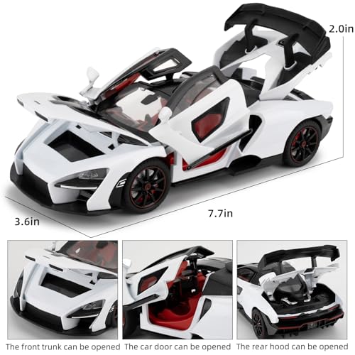 LOVEPOSELY 124 Scale Car Model Compatible for Collectible McLaren Senna Super Sports Car Toys Zinc Alloy Pull Back Toy Vehicle with Sound and Light for Adult Boys Girls 3 4 5 6 7 8 White - Image 5