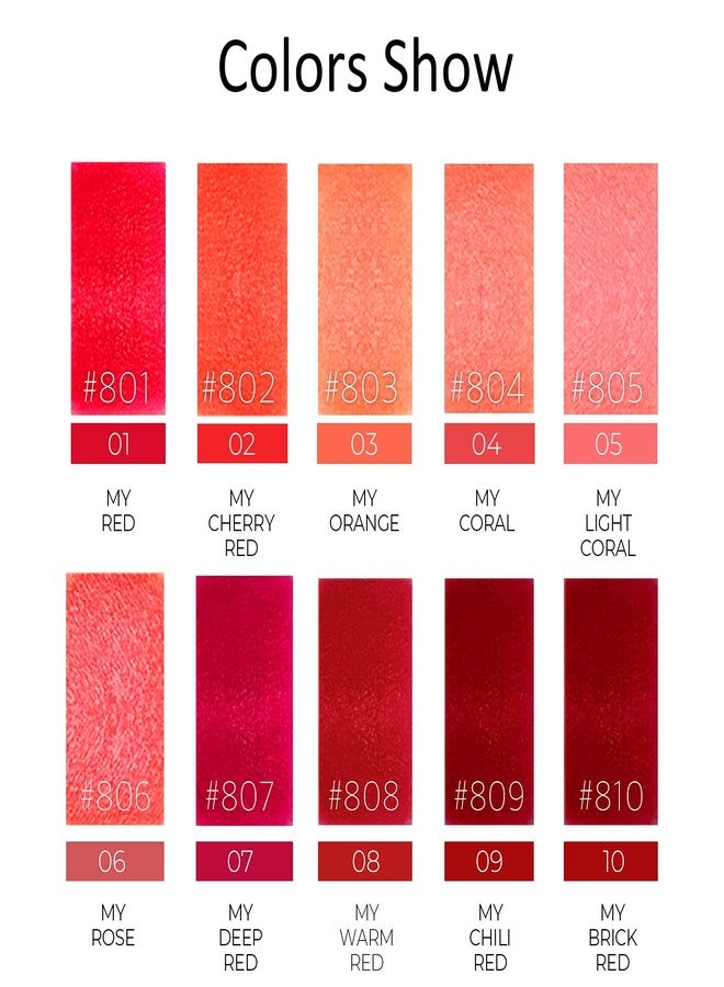 bom My Lipstick 810 My Brick Red, Long Lasting Strong Red Matte Lipstick Velvet Texture - Image 5