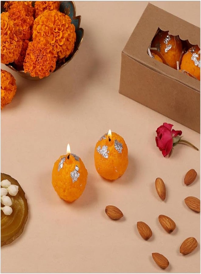HDC Home Decor Candles Premium Ladoo Candle || Hand Poured || Motichur Laddoo Candles || Decorative Candle 100% Paraffin Wax || Set of 6 - Unscented - Image 2