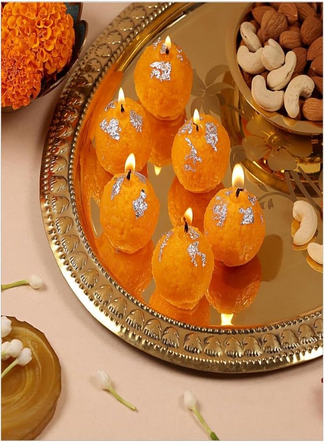 HDC Home Decor Candles Premium Ladoo Candle || Hand Poured || Motichur Laddoo Candles || Decorative Candle 100% Paraffin Wax || Set of 6 - Unscented - Image 1