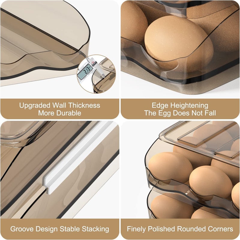 GION GION Automatic Rolling Egg Storage Box Single Layers Slide Design Egg Container for Easy Egg Retrieval Large Capacity Egg Holder for Refrigerator 1Pcs  - Image 4
