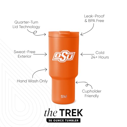 Simple Modern Officially Licensed Collegiate Oklahoma State Cowboys 30 oz Tumbler with Flip Lid and Straws Gifts for Men Insulated Cup Stainless Steel Trek Collection Oklahoma State University - Image 3