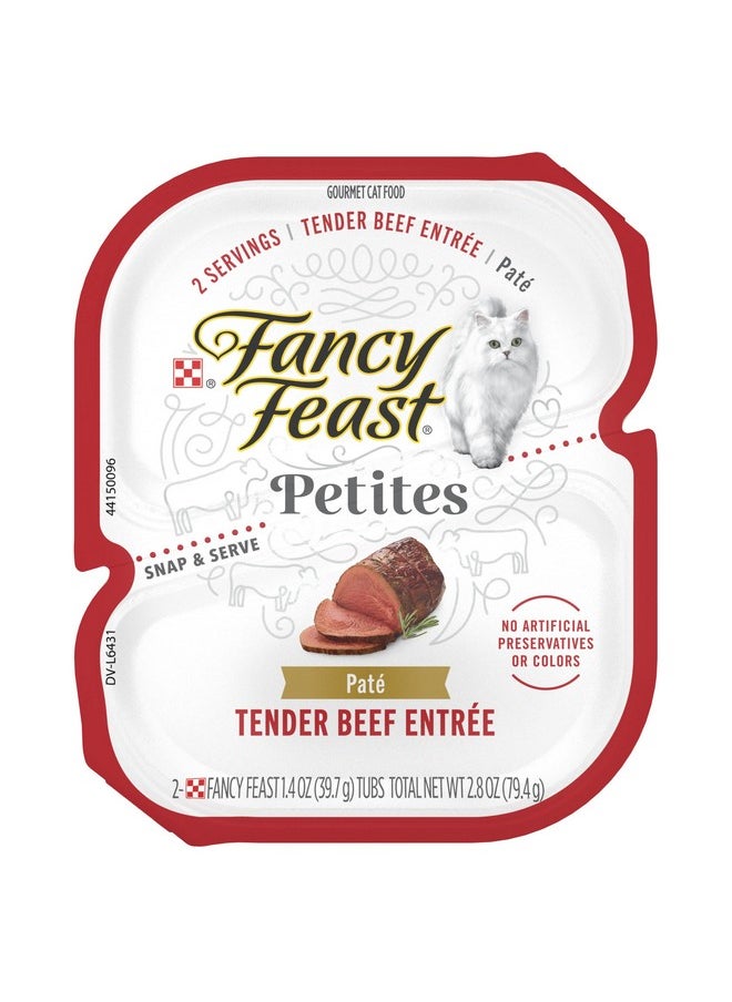 Fancy Feast - Y Feast Gourmet Pate Wet Cat Food, Petites Tender Beef Entree  (Pack Of 12) 2.8 Oz. Tubs - Image 1