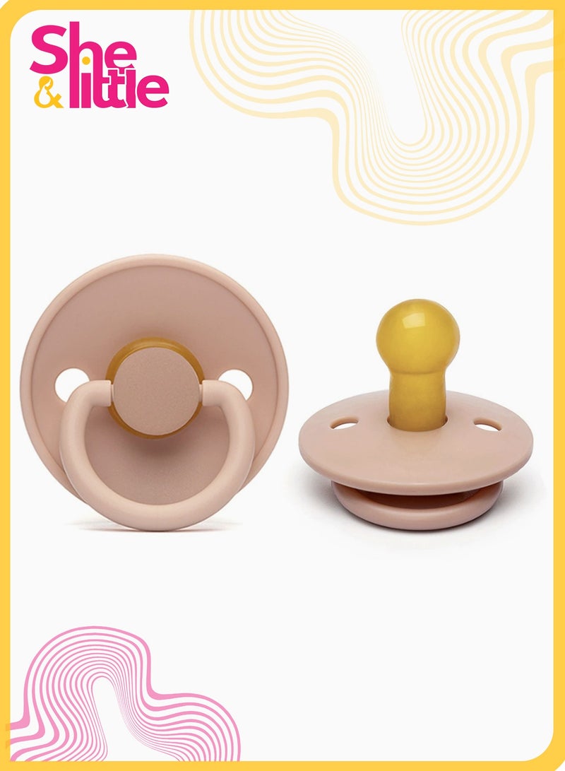 شي آند ليتل لهاية مهدئة للأطفال حديثي الولادة، عضاضة سيليكون دائرية، صديقة للبيئة وغير سامة، ناعمة ومريحة (وردي) - Image 1