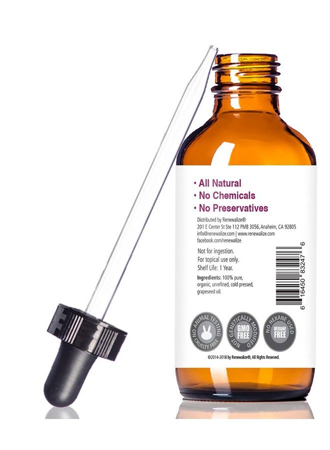 Renewalize Organic Grapeseed Oil Antiaging Moisturizer Facial Cleanser In 4 Oz Glass Bottle | Unrefined Cold Pressed Grape Seed Oil | Essential To Reduce Skin Wrinkles And Stretch Marks - Image 4
