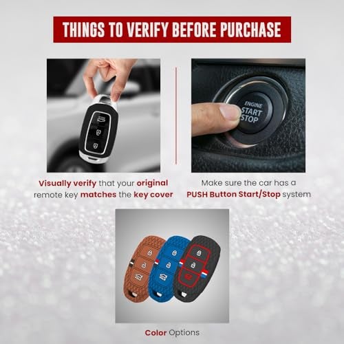 keyzone Striped Silicone Key Cover & Keychain Compatible for Hyundai i20, Kona, Verna 2018 onwards 3 Button smart key (Brown with Striped Brown Keychain) - Image 4