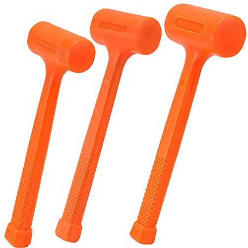 JAPCHET 3Piece Dead Blow Hammer Set, 1lb/16oz, 2lb/32oz, 3lb/48oz Dead Blow Hammer Unibody Molded, Unicast Deadblow Mallet with Checkered Grip - Image 1