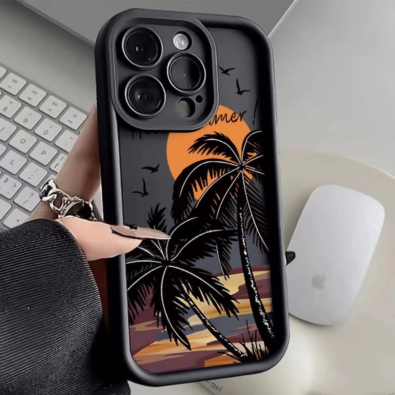 حافظة هاتف جوز الهند عند الغروب 14Promax عصرية Iphone13Pro مشهورة على الإنترنت 1211 غير لامعة 78P/X مضادة لبصمات الأصابع - Image 1