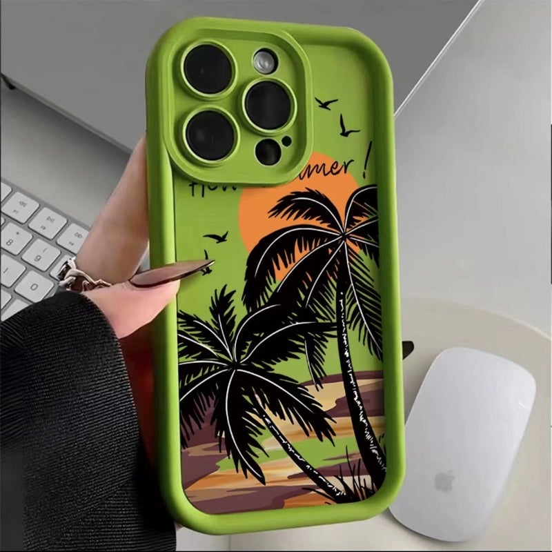 حافظة هاتف جوز الهند عند الغروب 14Promax عصرية Iphone13Pro مشهورة على الإنترنت 1211 غير لامعة 78P/X مضادة لبصمات الأصابع - Image 4