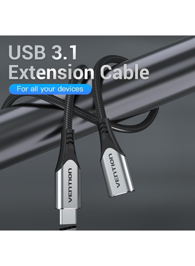 فينشن كابل تمديد USB-C 3.1 مضفر من القطن من VENTION باللون الرمادي، رقم الموديل TABHD - Image 2
