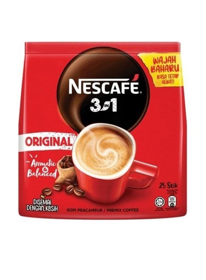 Nescafe 3 In 1 Original Aromatic And Balanced 25 Sticks 18grams - Image 1