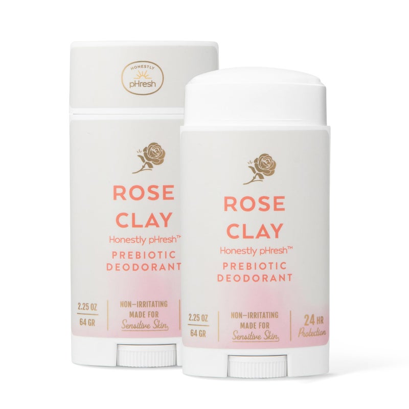 Honestly pHresh Prebiotic Natural Deodorant for Women  Aluminum  Baking Soda Free with 24 Hour Odor Protection Clean Vegan Deodorant for Sensitive Skin Made In USA  Rose Clay Scent 25 oz