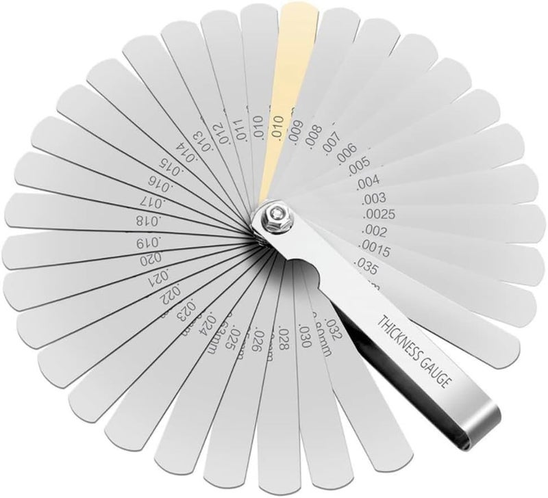 Bukela Stainless Steel Blades Feeler Gauge Dual Marked Metric and Imperial Gap Gauge,32 Pieces of Different Thickness Detection Sheets - Image 1