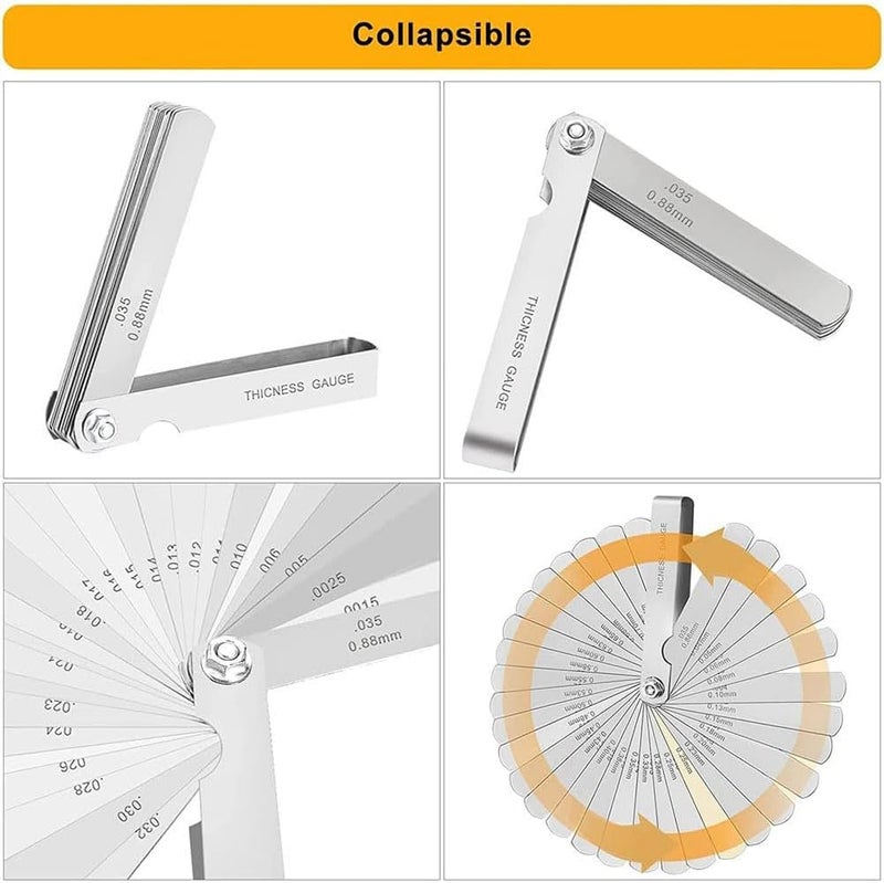 Bukela Stainless Steel Blades Feeler Gauge Dual Marked Metric and Imperial Gap Gauge,32 Pieces of Different Thickness Detection Sheets - Image 5
