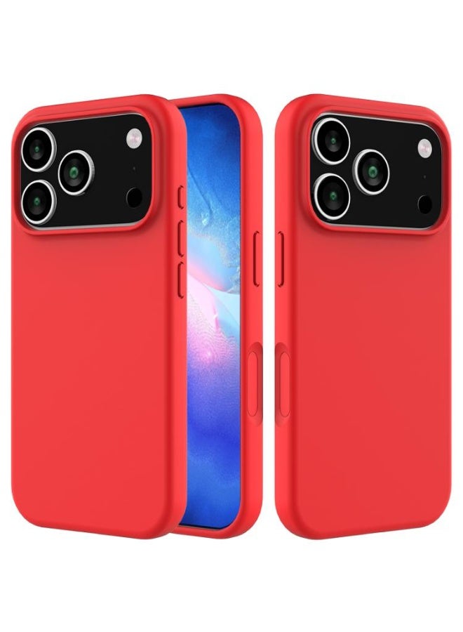 غطاء سيليكون ناعم لهاتف iPhone 17 Pro Max - أحمر | مقاوم للصدمات، نحيف، ومضاد للخدش - Image 2
