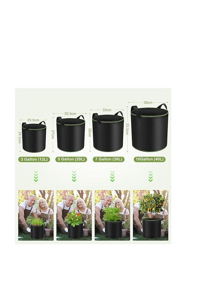 Plant Bag Pack of 5 10 g Plant Bags for Tomatoes, Plant Bag Made of Non-Woven Fabric, Garden Greenhouse Plant Bag Plant Pot, Plant Bag with Handles for Potatoes, Tomatoes, Strawberries, Flowers, Black - Image 2