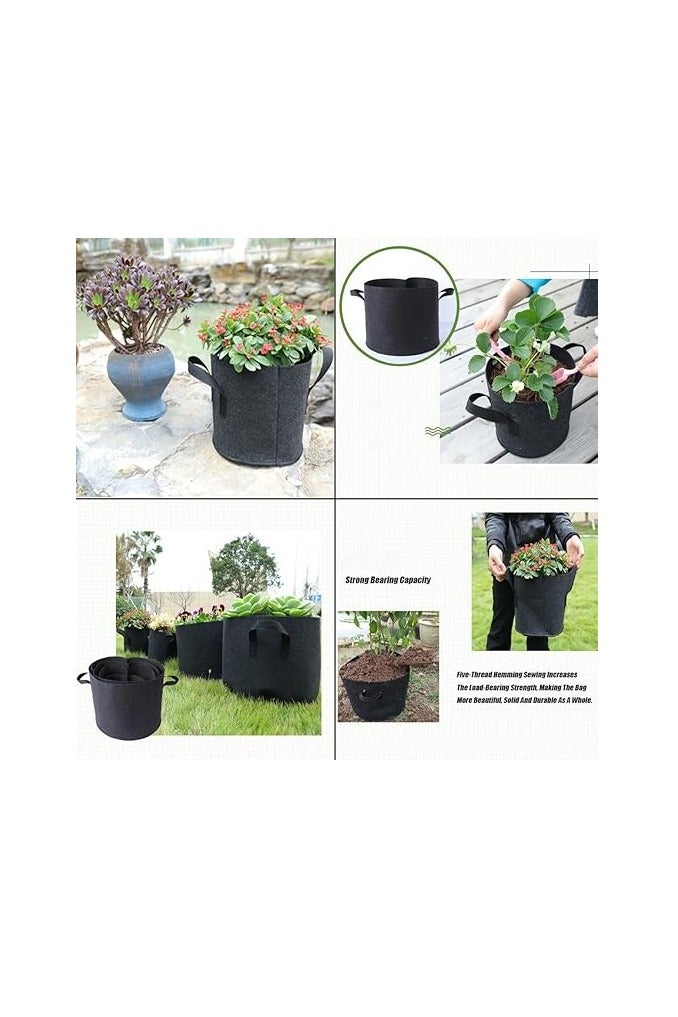 Plant Bag Pack of 5 10 g Plant Bags for Tomatoes, Plant Bag Made of Non-Woven Fabric, Garden Greenhouse Plant Bag Plant Pot, Plant Bag with Handles for Potatoes, Tomatoes, Strawberries, Flowers, Black - Image 4