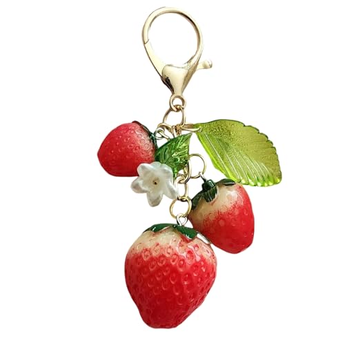Agromusk Cute Strawberry Keychain,Bag Charms,Kawaii Heart Flower Daisy Key chains Accessories Decor for Girls Purse Gift (Strawberries) - Image 4