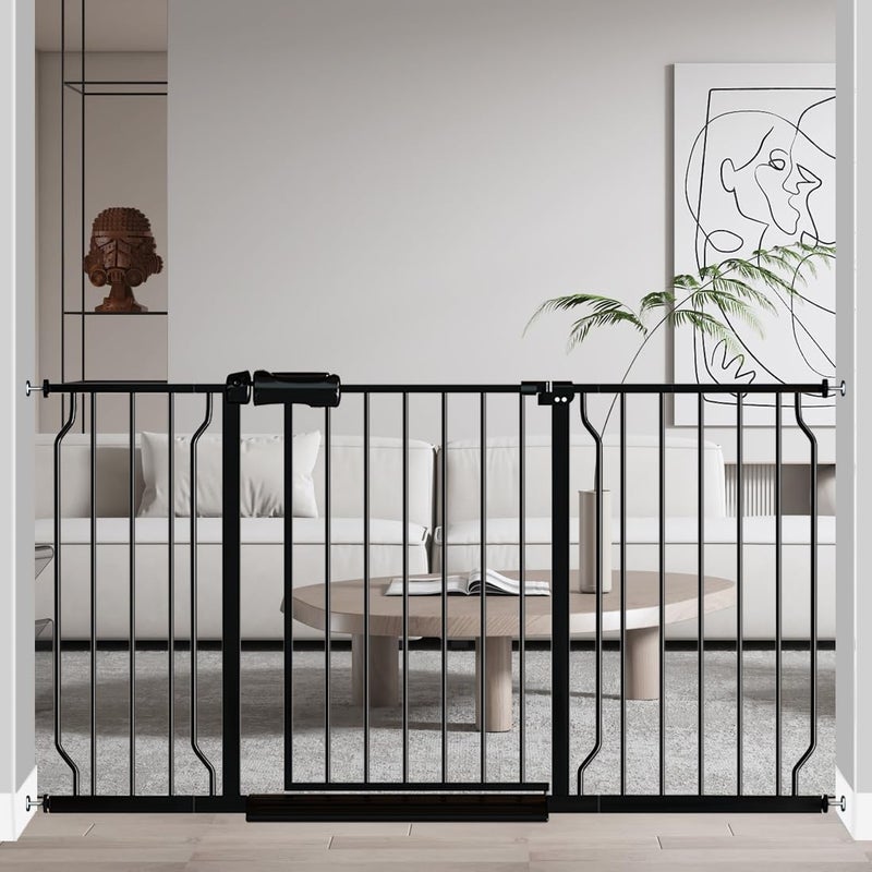 Fairy Baby Fairy Baby Extra Wide Baby Gate Black 53575 Inch Wide Walk Through Pressure Mounted No Drill Long and Large Tension Gate for Pet and Kids