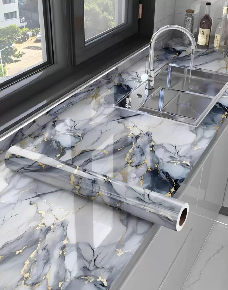 Barebeauty 60CM X 200CM Kitchen Wallpaper Oil Proof, Waterproof self-Adhesive Wall Stickers for Kitchen Anti-Mold and Heat Resistant Aluminium Backsplash Wallpaper (Pack of 3) - Image 1