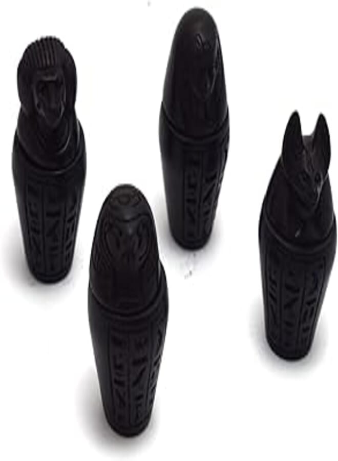 immatgar Pack of 4 pharaonic Decorative Egyptian Jar Figurine Storage Box Statue Egyptian souvenirs gifts from Egypt (Black - 5 CM)
