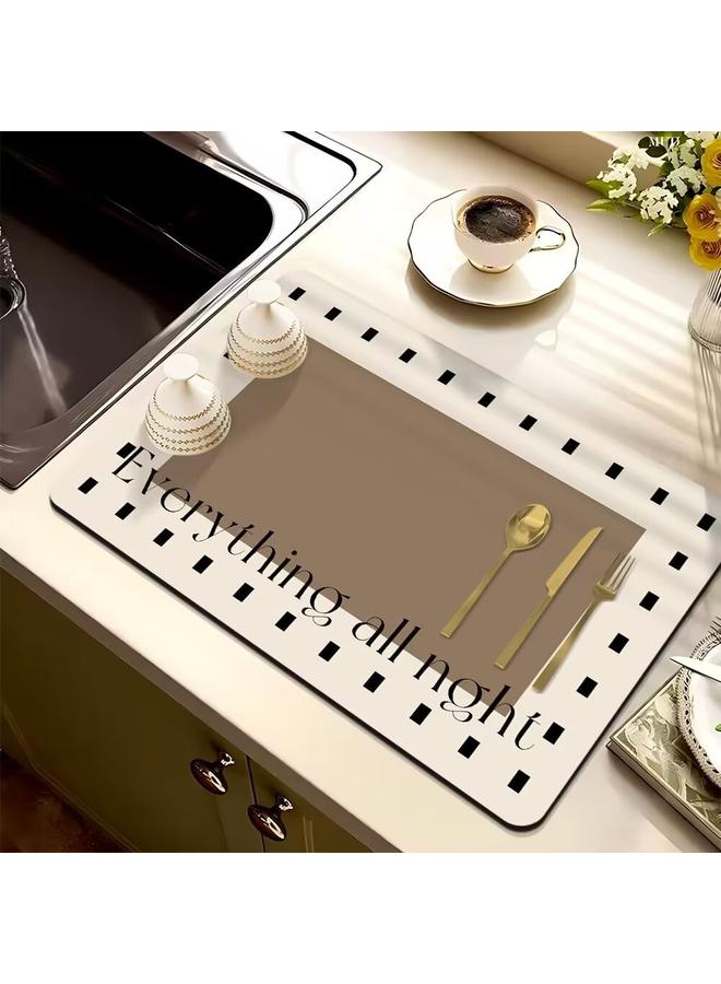 Bluejw French Line Series Kitchen Drain Mat Water Absorbent Quick-drying Tableware Mat Bar Counter Heat Insulation Mat Coffee Machine Drain Mat  - Image 1