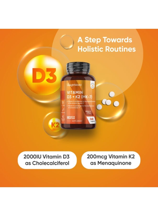 WeightWorld أقراص فيتامين D3 + K2 مع MK-7 الكامل – مكمل غذائي، 365 قرص - Image 2