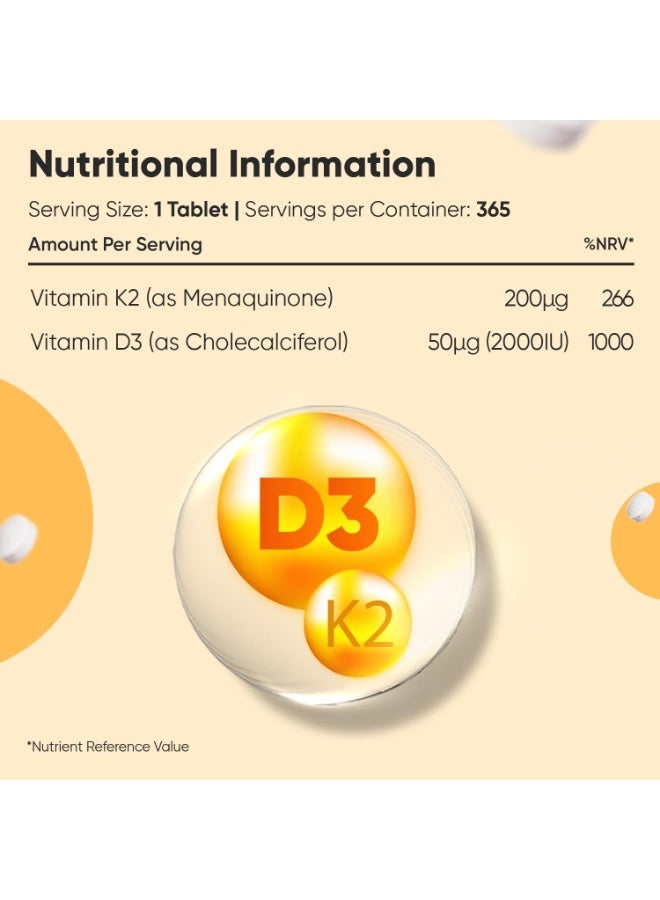WeightWorld أقراص فيتامين D3 + K2 مع MK-7 الكامل – مكمل غذائي، 365 قرص - Image 5