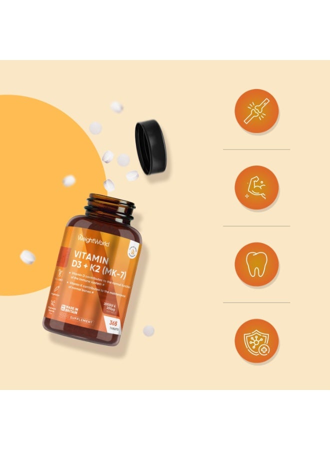 WeightWorld أقراص فيتامين D3 + K2 مع MK-7 الكامل – مكمل غذائي، 365 قرص - Image 3