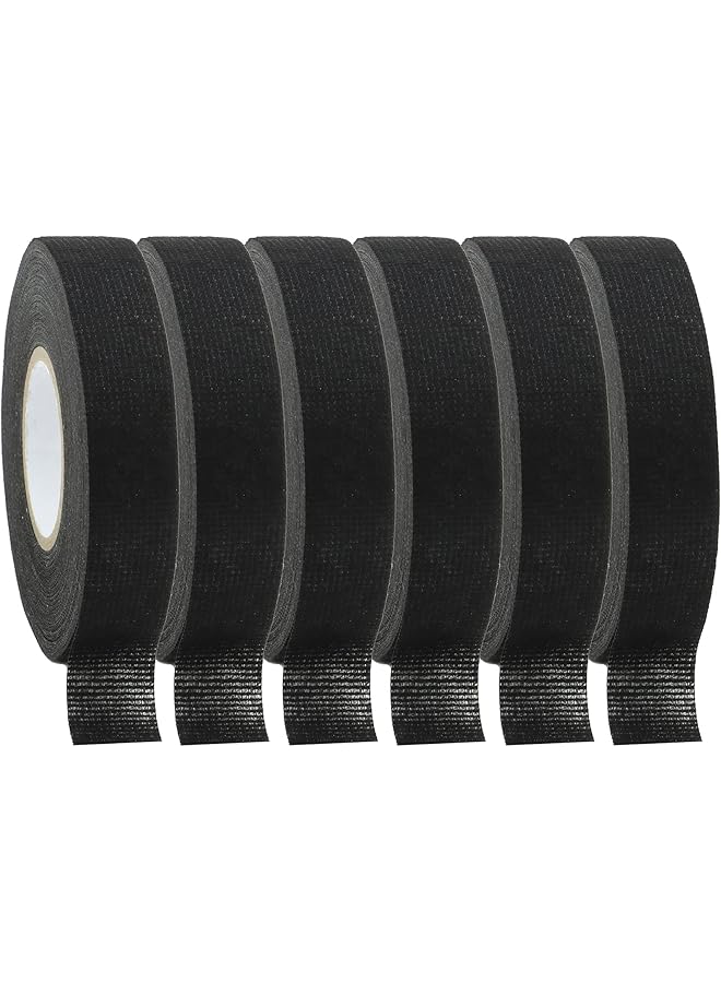PROMASS Wire Harness Cloth Electrical Tape, 19mm x 15m x 6 Rolls,Black, Automotive Wire Loom Heat Wrap Tape - High Temperature Fabric Wiring Harness, Heat Resistant & Heat Proof for Car Wires, Radio Speakers  - Image 1