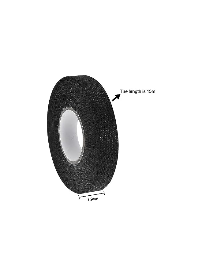 PROMASS Wire Harness Cloth Electrical Tape, 19mm x 15m x 6 Rolls,Black, Automotive Wire Loom Heat Wrap Tape - High Temperature Fabric Wiring Harness, Heat Resistant & Heat Proof for Car Wires, Radio Speakers  - Image 2