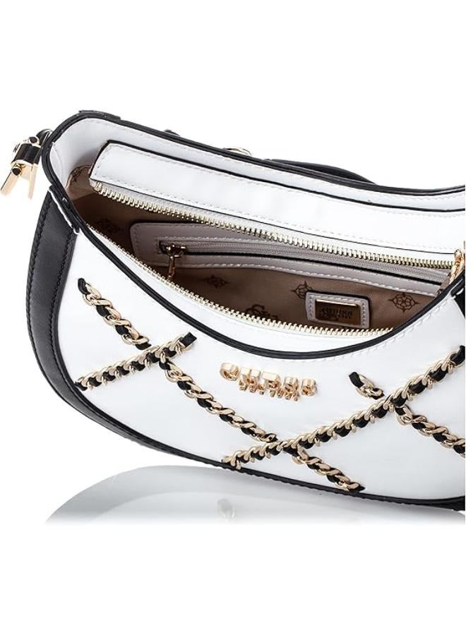 Guess Abey Small Hobo Bag for Women, White - Image 3
