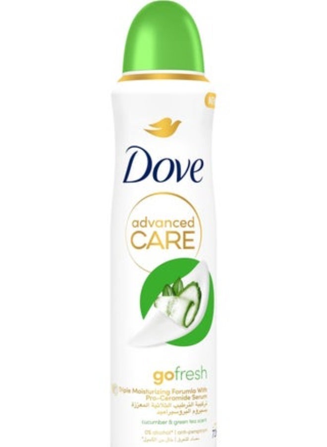 Dove Deodorant Spray Advanced Care Women's Go Fresh with Triple Moisturizing Formula and Pro-Ceramide Serum, 150 ml (Packaging may vary) - Image 1