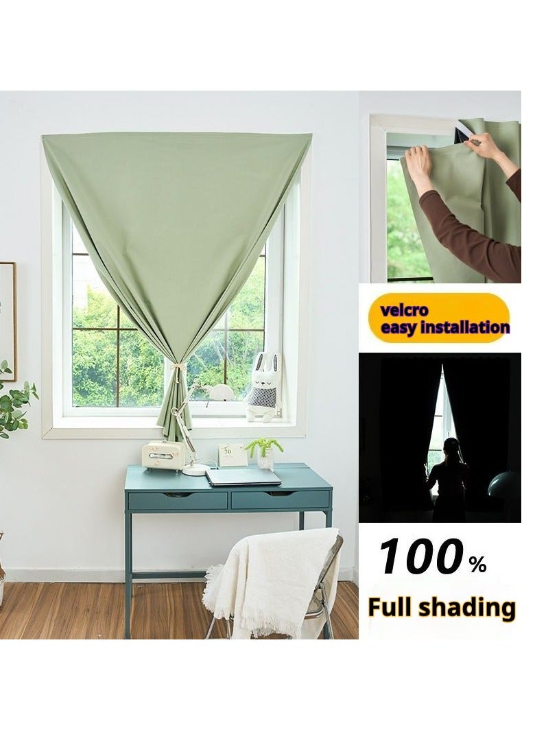 ستائر تعتيم خضراء مع شريط لاصق ذاتي، تركيب سهل بدون حفر، عزل حراري وحجب لأشعة الشمس لغرفة النوم وغرفة المعيشة، 140×120 سم - Image 1