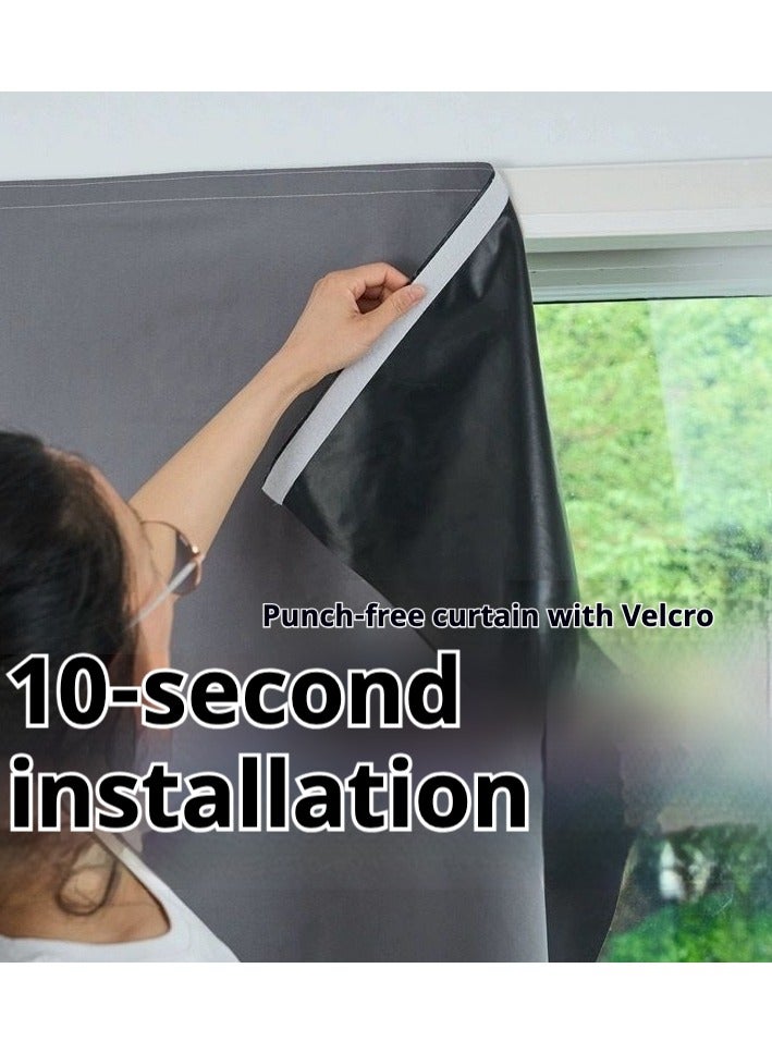 ستائر تعتيم خضراء مع شريط لاصق ذاتي، تركيب سهل بدون حفر، عزل حراري وحجب لأشعة الشمس لغرفة النوم وغرفة المعيشة، 140×120 سم - Image 5