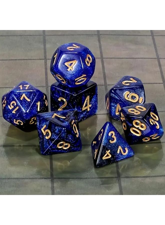 مجموعة نرد داكنة الأزرق الأسود اللامع متعددة السطوح لألعاب المغامرات والفتيان دراغون آند دراغونز وماجيك ذا غاثرينغ - Image 3