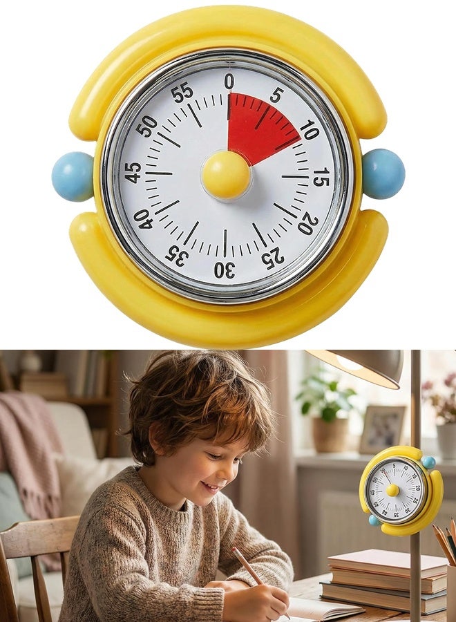 Visual Cute Magnetic Mechanical Kitchen Timer for Cooking, No Batteries Required, 60-Minute Countdown Clock for Study, Classroom, Baking, Yoga, Pomodoro,Loud Alarm - Image 1