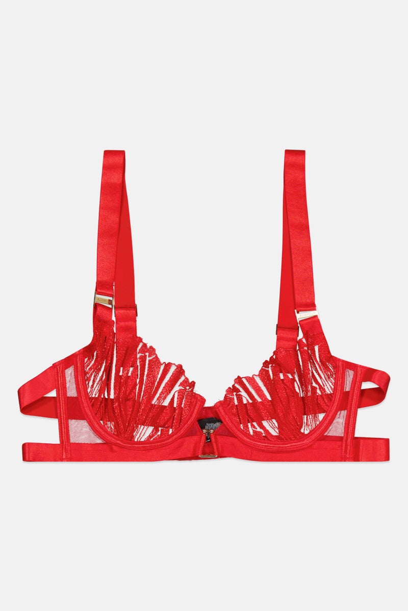 BLUEBELLA Women Textured Non Padded Wired Bra, Red - Image 1