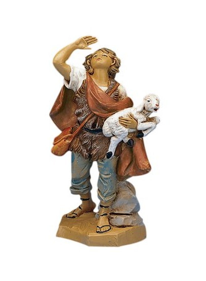Fontanini by Roman Inc., Micah The Shepherd, 5" Shepherds Collection, Nativity Figure and Accessories, Hand Sculpted and Painted