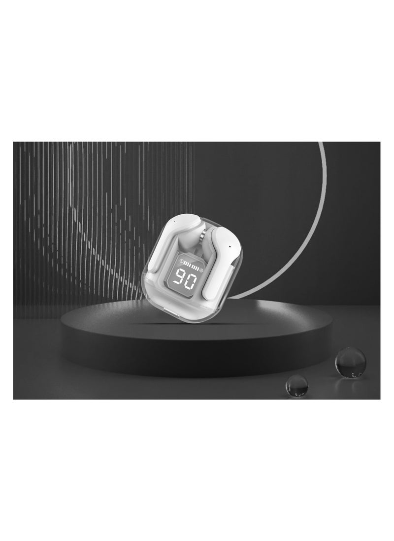 LEVORE - LEVORE Bluetooth earphone TWS crystal with screen display LBT301 White - Image 1
