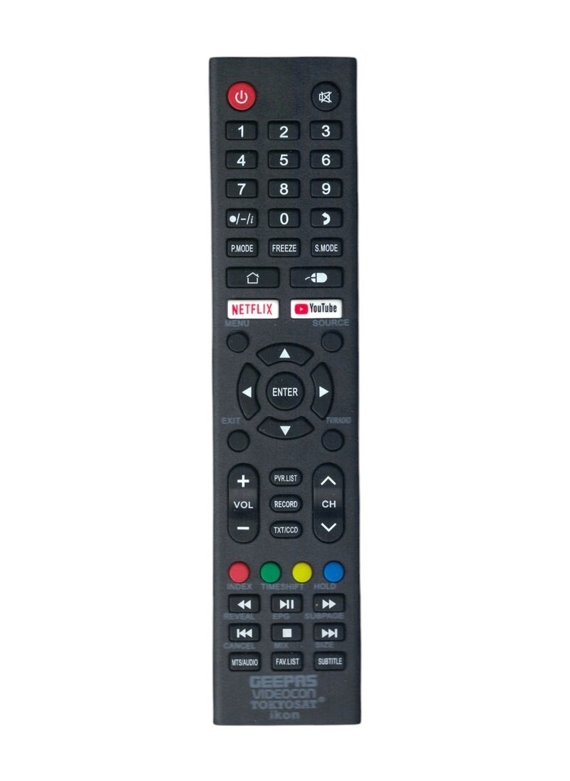 Geepas TV Remote, Videocon TV Remote, Tokyosat TV Remote, ikon TV Remote, Upgraded IR Replacement Remote For Geepas Smart TV LCD LED, Videocon Smart TV LCD LED, Tokyosat Smart TV LCD LED, IKON Smart TV LCD LED