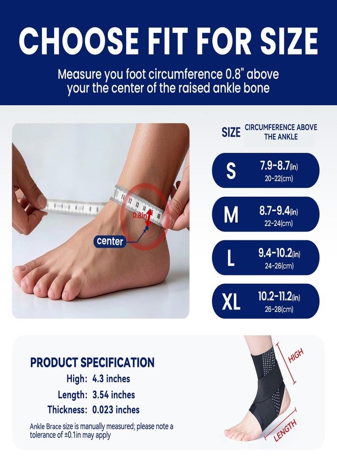 JOMVD Elastic Ankle Brace for Women&Men - Thin Lightweight Silky Compression Sleeves with Wraps for Plantar Fasciitis Sprained Ankle Injury Relief, Sports, X-Large - Image 5
