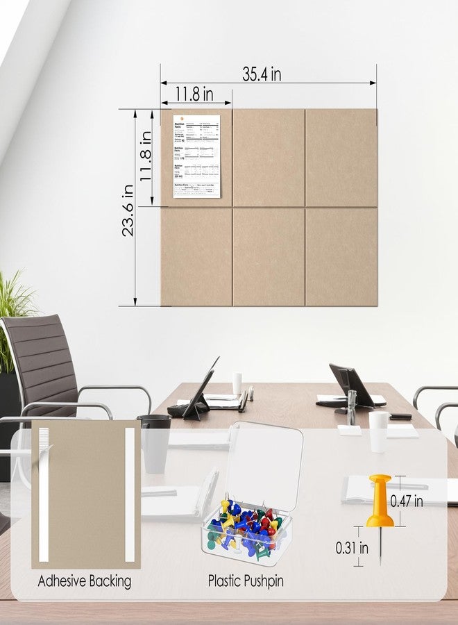 ماكسجير لوحة فلين كبيرة للجدران من ماكس جير، مقاس 36 بوصة × 24 بوصة، لوحة إعلانات بلون بني فاتح، عبوة من 6 قطع من بلاط الجدران اللبادي مع دبابيس تثبيت، لوحات فلين للمكاتب، لوحة دبابيس، لوحة إعلانات، لوحات فلين - Image 4
