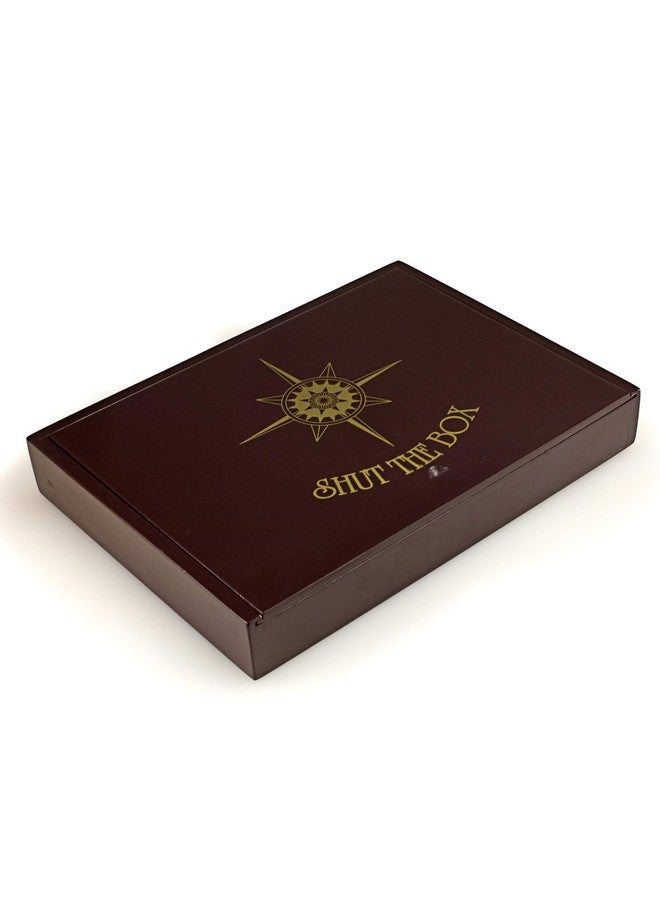 STERLING Games Wooden Shut The Box Game 12 Numbers with Home Decor Design Lid Cover and Felted Rolling Surface, Brown - Image 3