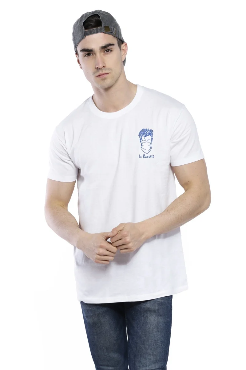 إدغار باريس تيشيرت مطرز اللص أبيض قطن %