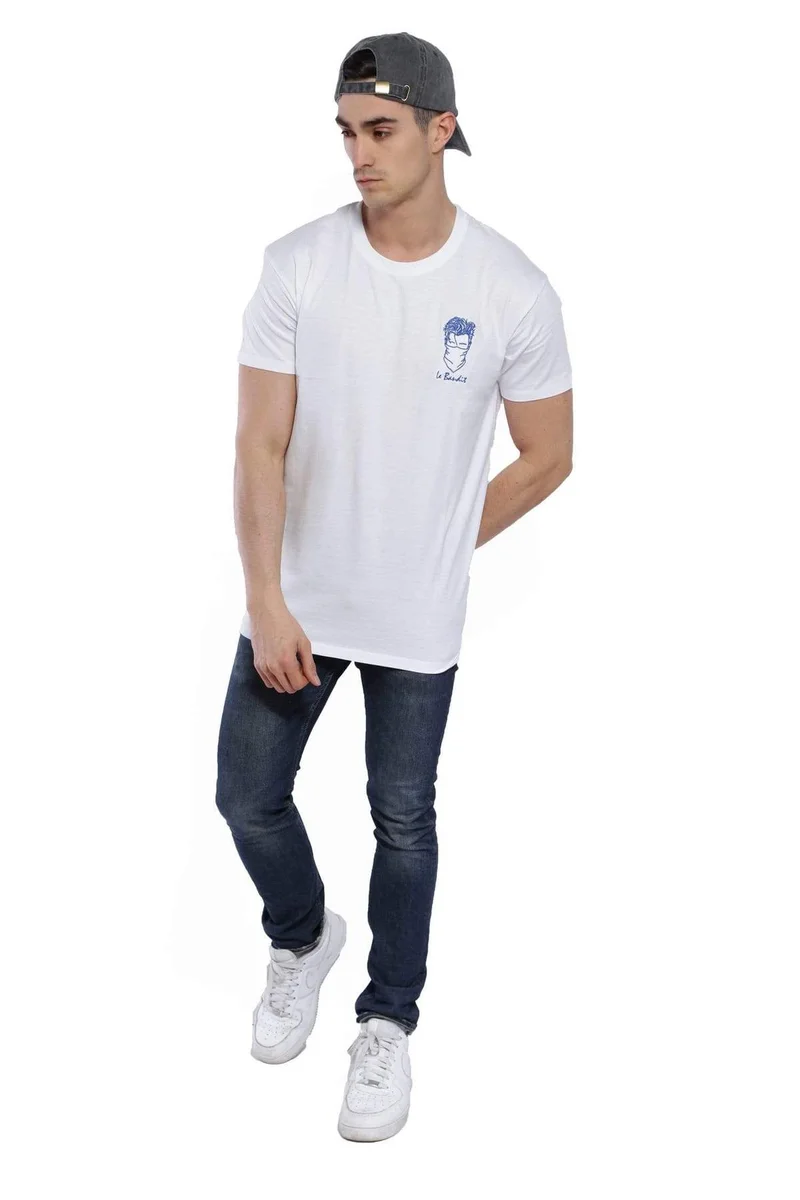 إدغار باريس تيشيرت مطرز اللص أبيض قطن %