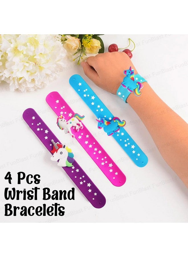 FunBlast Unicorn Wrist Band - Pack of 4 Pcs, Silicone Wristbands for Kids, Slap Bracelets for Boys and Girls, Snap Bracelet Bands for Party Theme, Party Favor Gifts for Kids (Multicolor) - Image 5