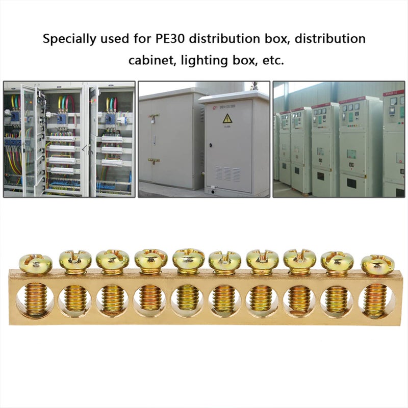 Brass Grounding Bar 10pcs For PE30 Distribution Box Easy Wiring Strong Capacity - Image 4