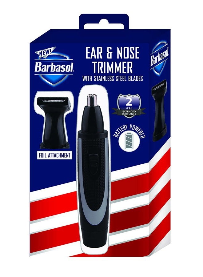 Barbasol XTREME DIGITAL LIFESTYLE ACCESSORIES Barbasol Battery Powered Electric Ear and Nose Trimmer With Stainless Steel Blades, Foil Attachment, Detail Trimmer and Stand - Image 1